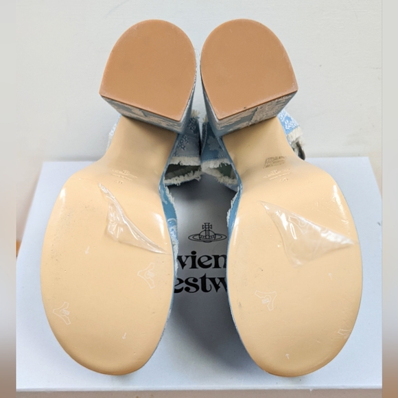 NWB Vivienne Westwood Olde London Jacquard Platform Heels in Powder Blue + White - Picture 12 of 13